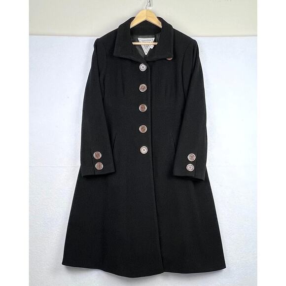 VTG Marvin Richards Black Cashmere Wool Blend LONG Umpire Trench Coat 14 - Picture 1 of 11